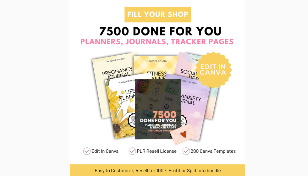 7500 Done For You Canva Template Bundle (Planners, Journals & Tracker Pages)